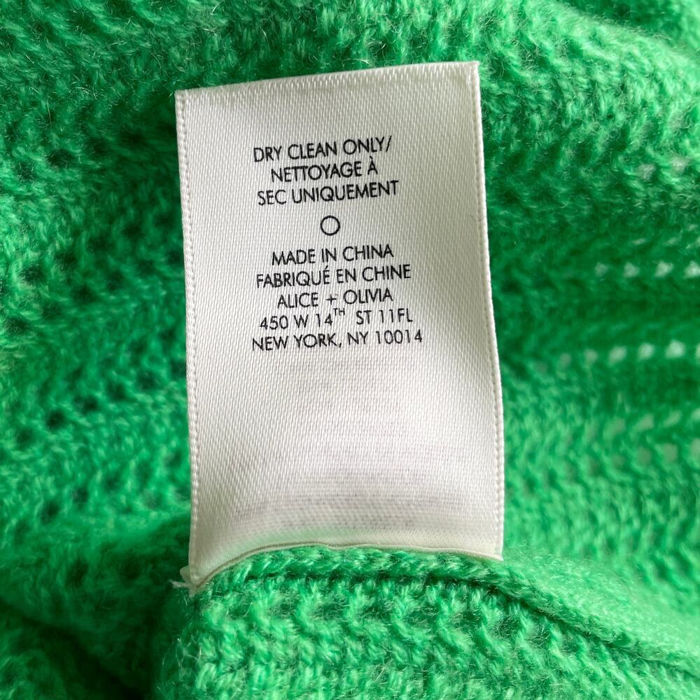 Alice + Olivia Ansley Cashmere Sweater Green Ribbed Knit Cropped XL - Picture 8 of 9